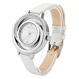 Dictac Wrist Watch Women and Girl Analog Leather Watchband Pearl Fritillaria Watch