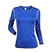 WANAYOU Women's Compression Shirt Dry Fit Long Sleeve Running Athletic T-Shirt Workout Tops,2 Pack(Black/Blue),S