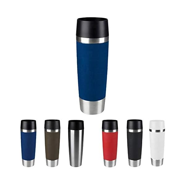 Emsa Travel Mug 500 ml Classic Grande, Thermobecher, Isolierbecher hÃ¤lt 6h heiÃ, 12h kalt, 100% dicht, auslaufsicher, Easy Quick-Press-Verschluss, 360Â°-TrinkÃ¶ffnung, blau, 515618