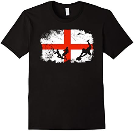 Mens Flag of England Rugby T Shirt Medium Black