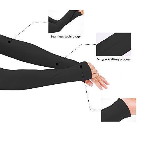 Arm Sleeves,UV Protection Cooling Sleeve to Cover Arms for Men & Women 1 Pair Sports Compression Sun Sleeves for Running,Cycling,Fishing,Golf,Volleyball,Basketball,Baseball & Football (black, X-Large) - Thumbnail 2