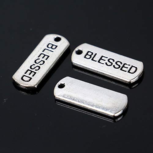 HUELE 100 pcs Silver Tone Inspiration Charms Message Charms Pendants