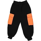 キッズ ロングパンツ 男の子 子供服 ボーイズ パンツ 長パンツ ズボン ジャージ 運動服 サルエル ウエストゴム ポケットあり フルシーズン 通気性抜群 無地(90~130cm、ブラック)