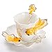 New Fashion Hand Crafted Porcelain Enamel Goldfish Coffee Cup Set with Saucer and Spoon - Gift Packaging