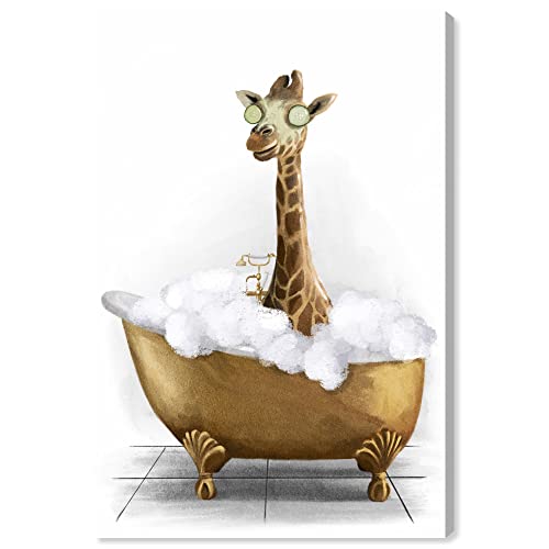 The Oliver Gal Artist Co. Fun Bathroom Animal Canvas Wall Art Painting Print 'B…