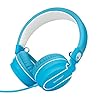 Rockpapa-952-Stereo-Foldable-Headphones-On-Ear-Adjustable-Headband-with-Microphone-for-Kids-Childrens-Adults-Tablet-Computer-Mobile-CDDVD-MP34-White-Blue Rockpapa Kids Headphones, 952 Childrens Headphones, Wired Headphones with Microphone, Foldable, Stereo Sound, 3.5mm Jack…