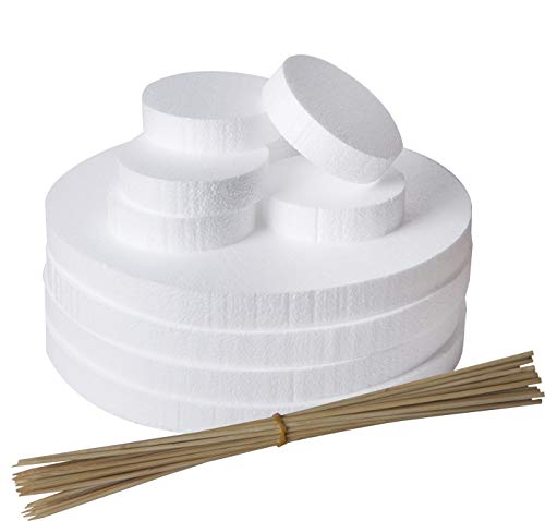 24 Foam Circles -Craft Foam Circles- Styrofoam Discs -Craft Foam for Art and Craft- Floral Foam - Foam Disks- DIY Crafts for Home, School- 2 Size 12'' x 12'' x 1'' & 4'' x 4'' x 1'' Inch (Pack of 24)