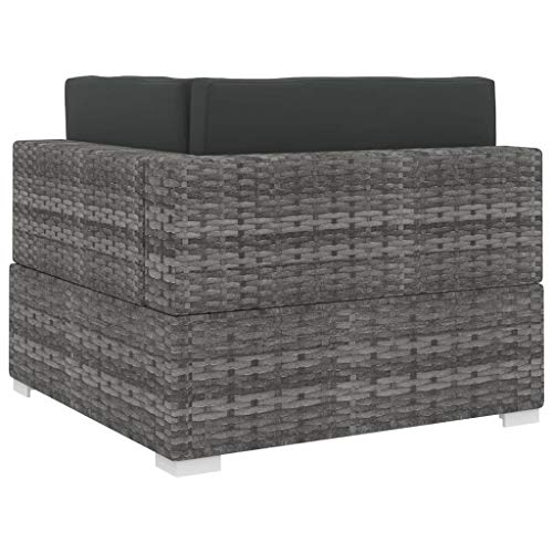 Festnight Ecksofa mit Auflagen Eckcouch mit Sitzpolster & Rückenpolster Gartenmöbel Sofagarnitur Poly Rattan Grau 70 x… – Bild 4