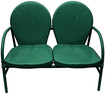By RichPacific Hunter Green Retro Metal Tulip 2-Seat Double Chair