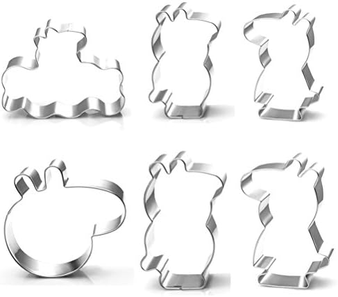 Peppa Pig Cookie Cutter Set for Kids, 6pcs Cute Fondant Cutters Sandwich Cutters - Peppa Pig, George Pig, Daddy Pig, Mummy Pig, Pig Head and Message Board