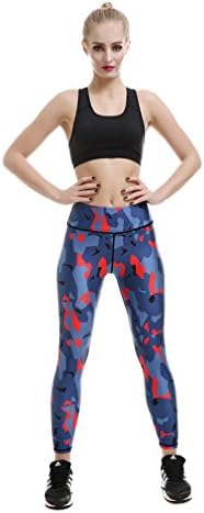 Oufeisha Women's Printed Sports Gym Skinny Fitness Stretchy Yoga Pants Leggings