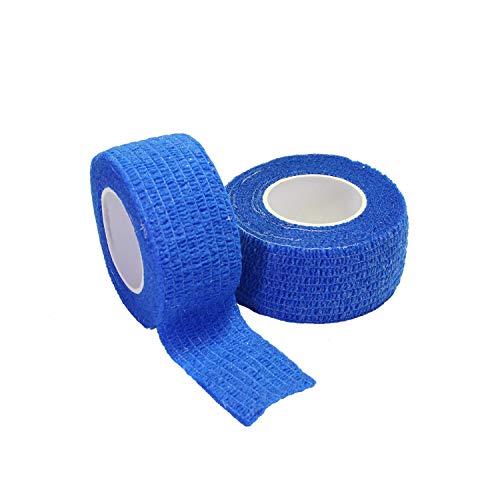 Bandages First Aid Tape Cohesive Bandage First Aid Bandages Cohesive Wrap Adhesive Bandage Self Adherent Cohesive Wrap Bandages Colorful Bandages (1-Inch, Blue1 12P)