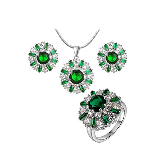 TIDOO Jewelry Fashion Womens Platinum Plated Surperise Shinning Yacon Flower Necklace Earring Jewelry Sets With Austrian Crystal And Cubic Zicons 100% Man-made Trendy Elegance ,Best Gift For Mother's Day Lover Party Wedding Anniversary Engagement Valentine's Day And Christmas