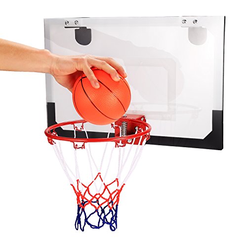 Kids Over-The Door Mini Basketball Hoop System,Wall Mount Indoor Ball Pump Hoop w/Ball & Pump(White1) - Thumbnail 3