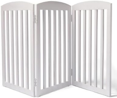 36"H Freestanding Wooden Pet Gate - Antique White, 3-panel (72-3/4"W x 3/4"D x 36-1/4"H) - Grandin Road