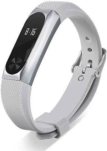 Goldseller Compatible with Xiaomi Mi Band 2, Metal Frame Business Style Twill Bracelets Replacement Watch Band Wristband Watch Strap