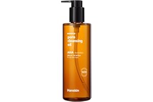 Hanskin AHA Pore Cleansing Oil for Dry Skin, Exfoliating, Waterproof Makeup Sebum Remover Facial Oil Cleanser for Face, Moisturizing for Soft Skin, Korean Skincare [AHA/10.14 oz.]