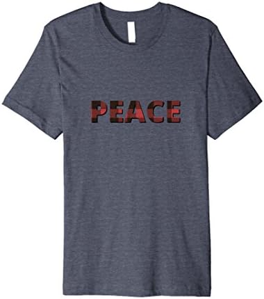Kids Peace Red Buffalo Plaid Christmas T-Shirt for Him or Her 12 Heather Blue