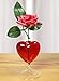 BANBERRY DESIGNS Red Heart Vase and Rose - Fabric Rose That Will Last Forever - Valentine's Day Gifts - Red Roses for Valentine's Day
