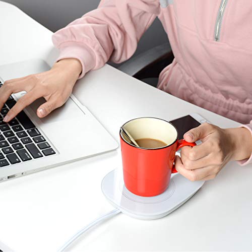 Yuntec Coffee Mug Warmer, Cup Heater for Desk Coffee Warmer Beverage Warmer Automatic Thermostatic Smart Cup Heater for Coffee, Milk, Tea, Cocoa, Water, Home and Office Use - White - Thumbnail 5
