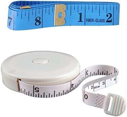 Ezakka 巻尺 巻き尺 1 5m オートメジャー グラスファイバーテープ リトラクタブル 洋裁 手芸 身体のサイズ 測定用 両面印刷 テープメジャー付き 1 5センチメートル ブルー