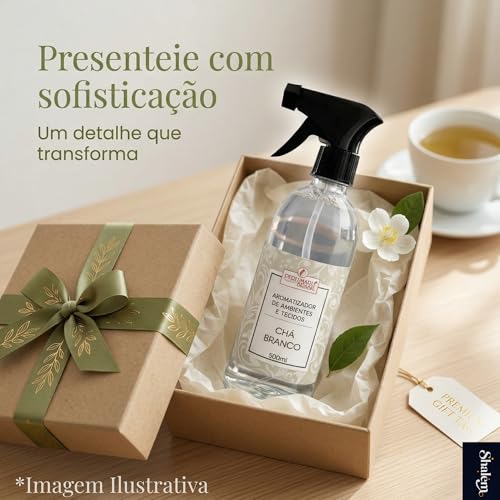 Aromatizador de Ambientes e Tecidos Chá Branco 500ml, Home Spray Perfumado para Casa, Roupas de Cama, Sofás e Cortinas