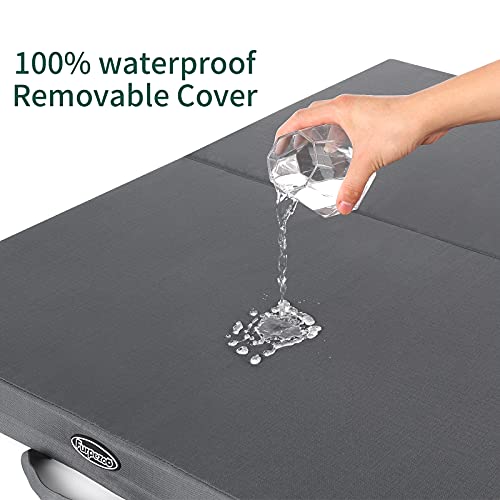 Furpezoo Outdoor Dog Beds Camping(34.6X22X2in),Portable Waterproof Dog Beds for Medium Dogs, Foldable Travel Dog Mat with Removable Washable Cover, Grey,M