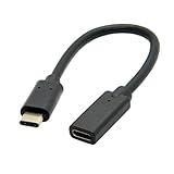 HOTL USB Type C Extension Cable (0.6Ft/20cm), USB3.1 USB-C Male to Female Extension Data Cable For Apple MacBook 12 inch, Google Chromebook Pixel,Nokia N1, Nexus 5X 6P,Black
