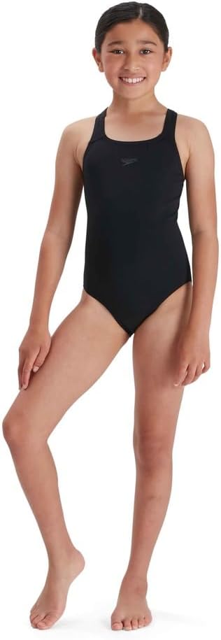 Speedo Girls Eco Endurance+ Medalist Swimsuit Black 50% Recycled