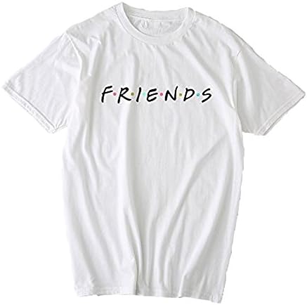 Qiteck Friends Shirt Tv Show Cotton Cute T Shirt Plus Size Loose Tops for Men and Women White M