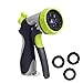SANCEON Garden Hose Nozzle, Heavy Duty Zinc Alloy Water Spray Nozzle, Spiral 8 Adjustable Watering Patterns - Slip Resistant, Labor-saving - for Watering Plants, Cleaning, Showering Pets and Car Wash