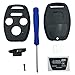 Key Fob Shell Case Fit for Honda Keyless Entry Remote Car Key Housing Replacement with Free Screwdriver (Casing Only Without Blade)(Black) (Black)