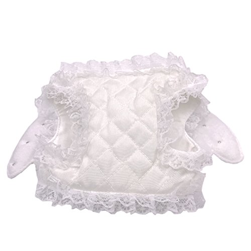 M2cbridge White Dog Puppy Harness Leash Collar Cat Vest Strap With Angel Wings (M)