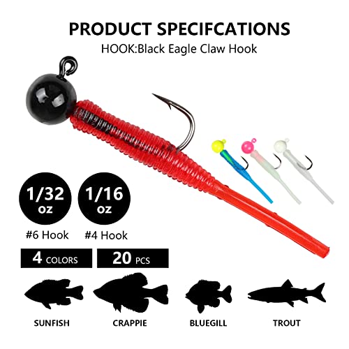 CrappieJigsHeadsiceFishingJigheads Soft Plastic for CrappieTroutPanfishSunfishFishing