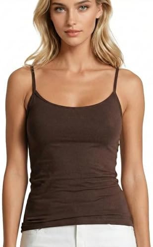 Women's Sexy Ultra Soft Camisole with Lace Trim Cotton Blend Basic