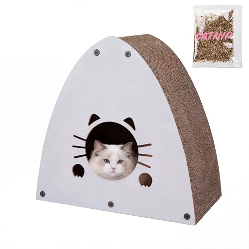 THE LICKER Store CSR1006G Koko 19" Modern Cardboard Triangle Cat Cave Scratcher…