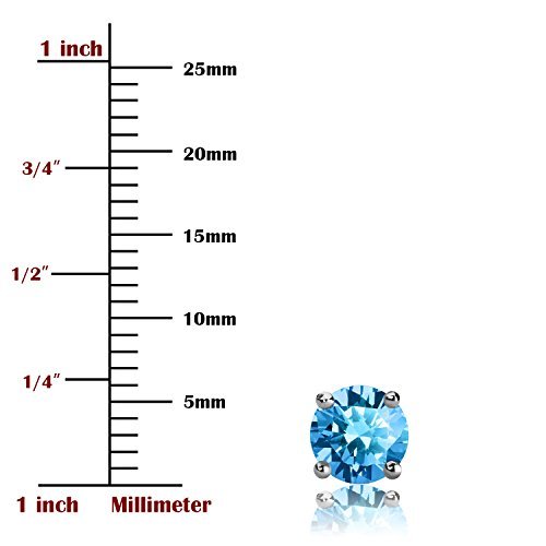 UHIBROS Sterling Silver Birthstone Stud Earrings Round Cubic Zirconia Diamond December