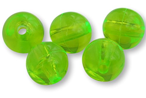 River Guide Supply Round Acrylic Plastic Beads 100 Pack - Made in USA (Neon Green, 10mm)