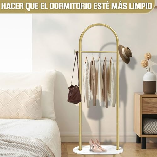 STAZWOUZZ Perchero Moderno Dorado Con Base de Mármol, Perchero Dorado, Soporte para Perchero para Entrada, Perchero para Colgar Sombreros con Base de Mármol ﻿