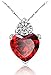 Tyjewelry 14k Gold Plated Crystal Heart Shape Pendant Necklaces for Women (Red,18
