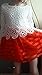 WEONEDREAM Baby Girls' Party Dress with Long Sleeves Striped Crochet Flower Patchwork 2T (100, White Red)
