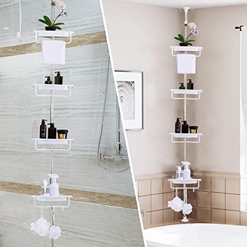 Adjustable Corner Shower Caddy Tension Pole LUBAN KING 4 Tier Shower