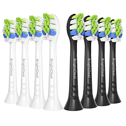 Brightdeal Replacement Brushes Compatible with Philips Sonicare - Electric Toothbrush Heads for EasyClean HealthyWhite and Other Snap Handles, 4 Pieces White and 4 Pieces Black