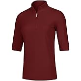 VAUTE Women's 3/4 Sleeve Golf Polo Shirts UPF 50+ 1/4 Zip Pullover Shirts Quick Dry Outdoor Athletic Shirt