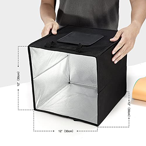 Shywall Portable Photo Light Box，12” x 12” 10 Gears Light Level Mini Photo Studio Box Foldable Product Photography Light Tent kit for External Photography, Small Handicrafts