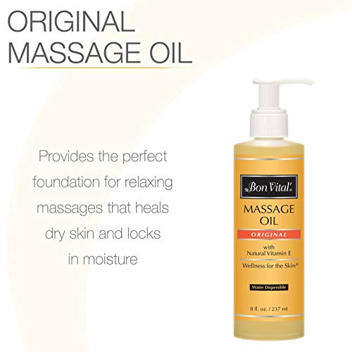 Bon Vital' Original Massage Oil for a Versatile Massage Foundation to Relax Sore Muscles and Repair Dry Skin, Most Requested Best Massage Oil on Market, Unbeatable Consistency and Quality, 8 Oz Bottle