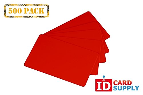 Pack of 500 Red CR80 PVC Cards | 30 mil by easyIDea