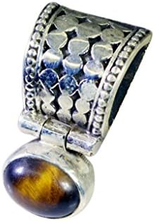 Riyo Gems Women's Tiger Eye Silver CZ Jewelry Karina Collection Pendant L 0.7In Brown