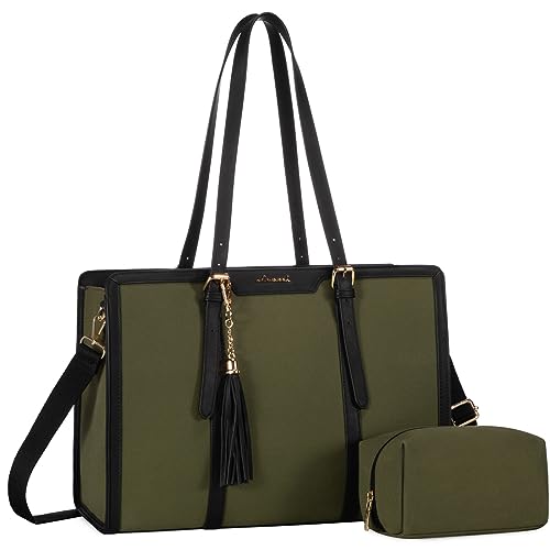 LOVEVOOK Lehrertasche Damen 15,6 Zoll Laptop Handtasche Groß Tote Bag Women Canvas Shopper Shoulder Crossbody Bag Elegante Schultertasche Aktentasche 