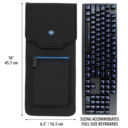 ENHANCE Compact Portable Neoprene Protective Case for Mechanical Gaming Keyboard (up to 45 cm) with Mouse Pocket and Gaming Keyboard Accessories - Compatible with Razer, VTIN, Logitech